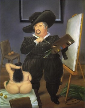 self portrait Painting - Self Portrait as Velasquez Fernando Botero